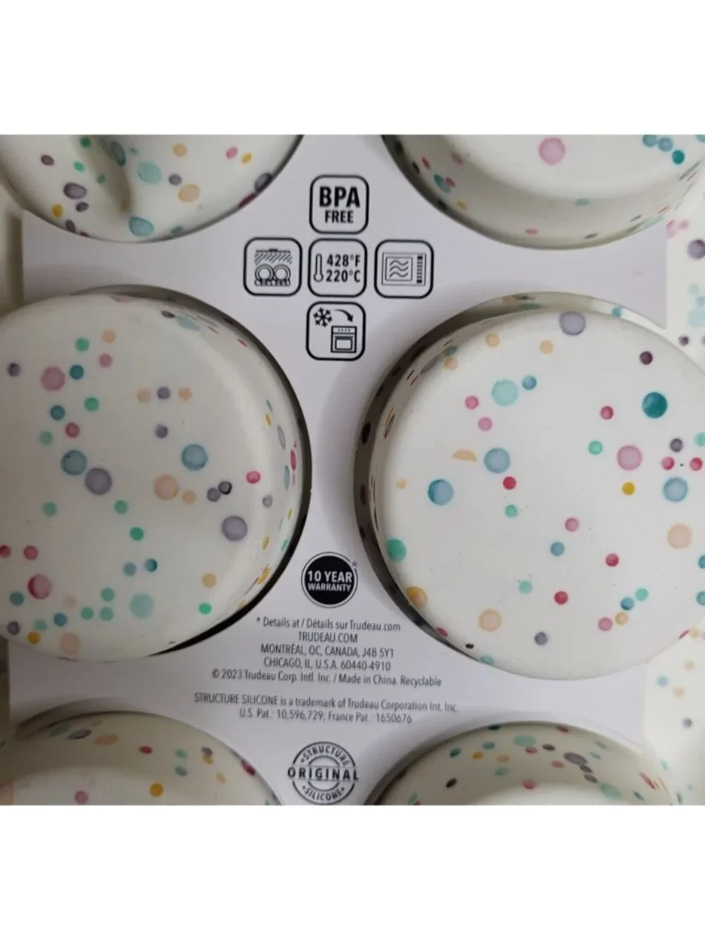 Set of 2 Trudeau Structure Silicone Muffin Cupcake Pan White Confetti 12-Cup